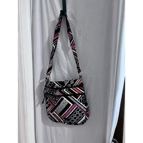 Vera Bradley Black Pink Geometric Pattern Crossbody Bag - Picture 1 of 5